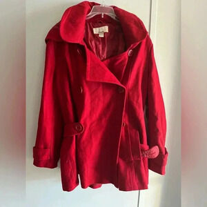 Red peacoat size 2x with hood
